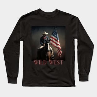 american flag, wild west, cowboy Long Sleeve T-Shirt